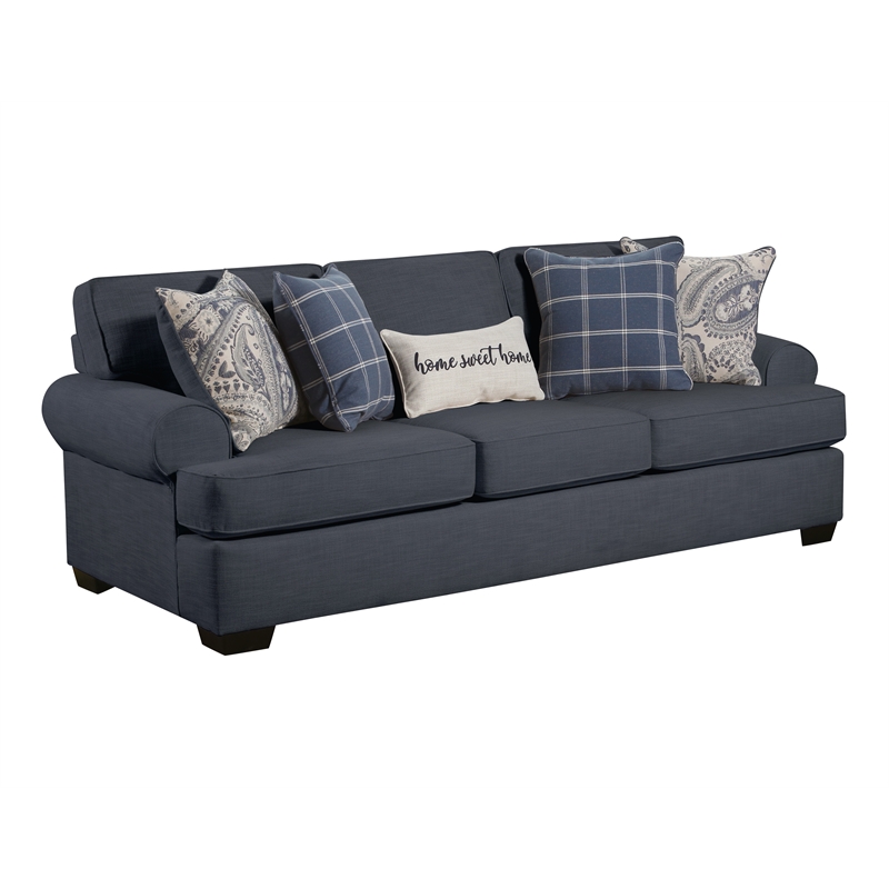 Southampton Sofa with Accent Pillows in Navy Blue