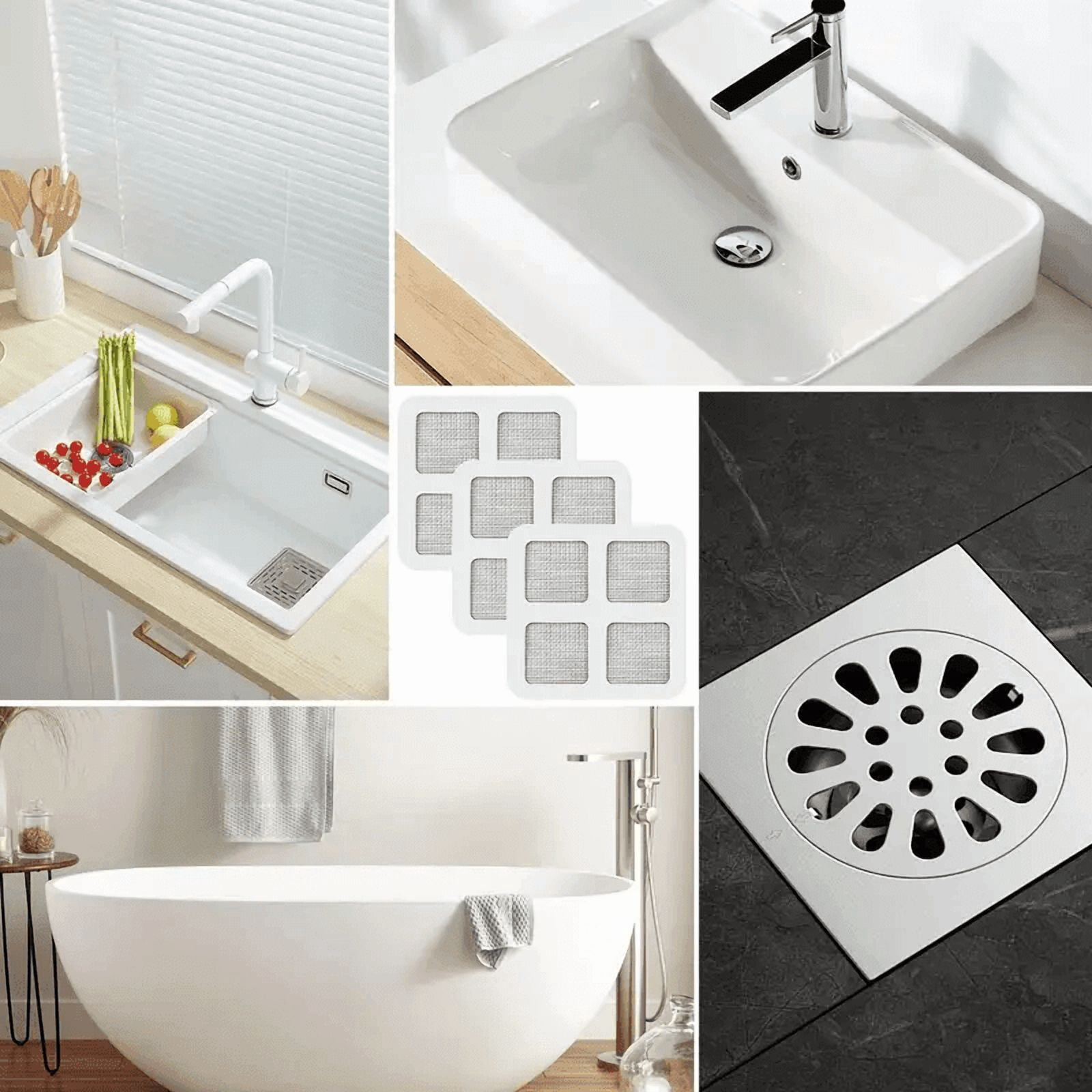 50Pcs Disposable Shower Drain Hair Catcher Stickers, Plastic Mesh Filter Covers For Bathroom & Bathtub, Efficient Hair & Debris Blocker For Sink And Floor Drains
