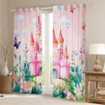thumbnail image 3 of Feelyou Kawaii Pink Castle Black Out Curtains for Girl, Dreamy Fairy Tale Curtains Pack of 2 (42x63 Each), Spring Flower Floral Bedroom Curtains, Black Out Curtains Decor, 3 of 7