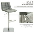 thumbnail image 3 of HOMCOM Vintage PU Leather Bar Stool with Stainless Steel Base, Adjustable Counter Height Bar Chair Swivel Barstool with Back, Footrest, Grey, 3 of 9