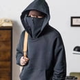 thumbnail image 2 of Sudadera con capucha de cuello alto para hombre, ropa de otoño e invierno, sudadera informal de calle con bloqueo facial, sudaderas de hip hop, 2 of 5