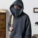 thumbnail image 2 of Sudadera con capucha de cuello alto para hombre, ropa de otoño e invierno, sudadera informal de calle con bloqueo facial, sudaderas de hip hop, 2 of 5