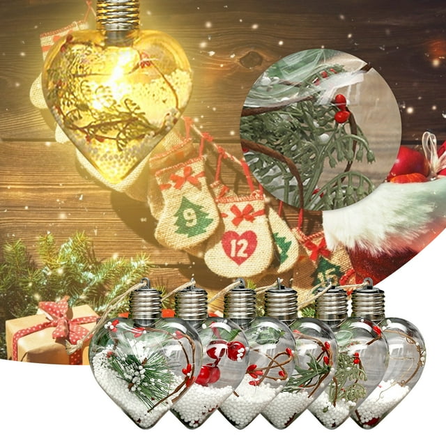 Xihbxyly Colgante para Árbol de Navidad, Luces Led Transparentes, Exquisita Decoración Festiva, Adorno Navideño Único, Multiusos, Fiestas Navideñas, Juego de 5 Piezas con Pilas Reemplazables.