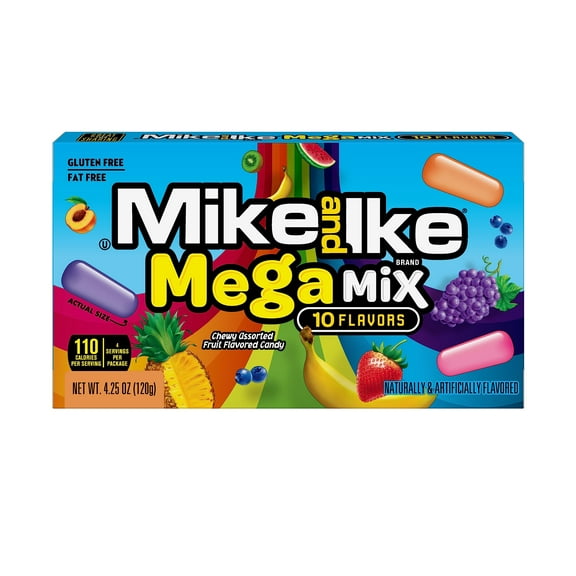 Mike and Ike Candy, STF9 Mega Mix, 4.25oz Theater Box, Pack of 12