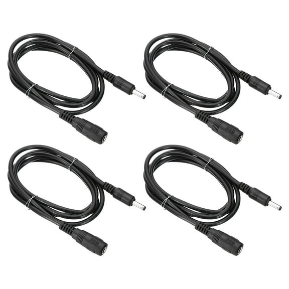 Uxcell 3Ft Male to Female 3.5x1.35mm DC Power Extension Cable, 4 Pcs 24AWG Wire Adapter Connector Charging Cord, Black