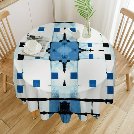 

Abstract Geometrical Round Tablecloths Circular Table Cover Washable Polyester For BBQ Buffet Table Parties Supplies