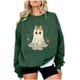 thumbnail image 2 of Womens Ghost Print Sweatshirt Light Warm Pullover Sweater Blouses Round Neck Tops Long Sleeve Blouse Ultra Soft Textured Athletic Sweater Spring Outfits 2025 Pullover Fall Winter Clothes, 2 of 3