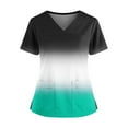 thumbnail image 3 of Womens Gradient Color Vneck Scrub Tops Short Sleeve Work Scrubs Summer Fall Shirts 2026 Trendy, #03 Turquoise, L, 3 of 6