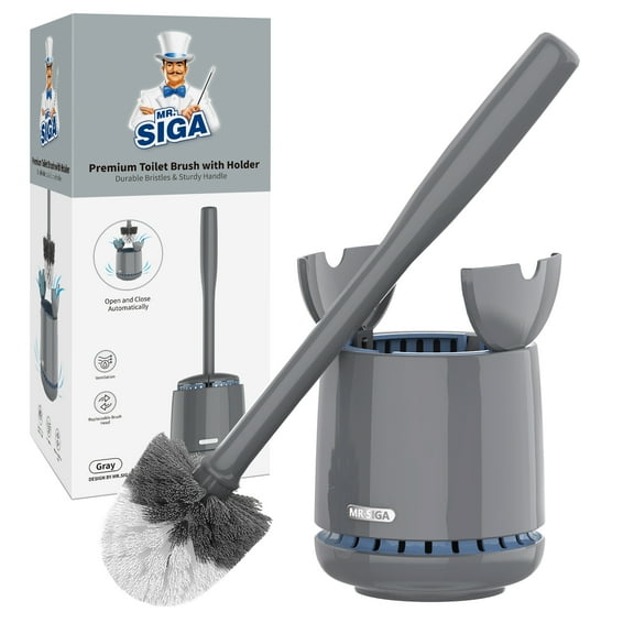 MR.Siga Toilet Bowl Brush for Bathroom Cleaning, Gray,Nylon Brush, 1 Pack,for Adult