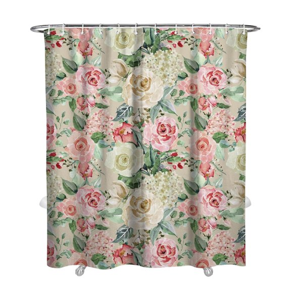 Waterproof Pioneer Shower Curtain 72x84 Inch Polyester Unique Cute Floral Shower Curtain for Bathroom Hotel Home Decor with 12 Plastic Hooks