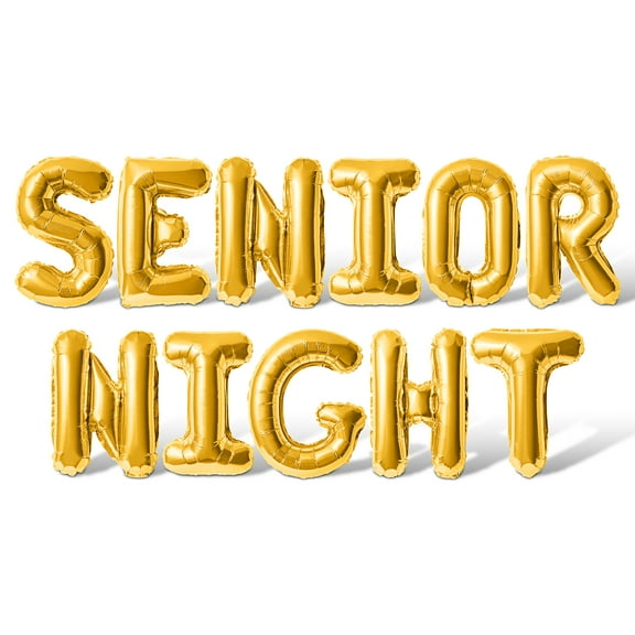 Letter Balloons - SENIOR NIGHT 16" Inch Alphabet Letters Foil Mylar Balloon Senior Night Party Banner (Gold)