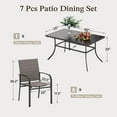 thumbnail image 6 of 7-Piece Outdoor Patio Dining Set with 6 Textilene Chairs & 1 Metal Steel Rectangle Table, Black & Tan, 6 of 11