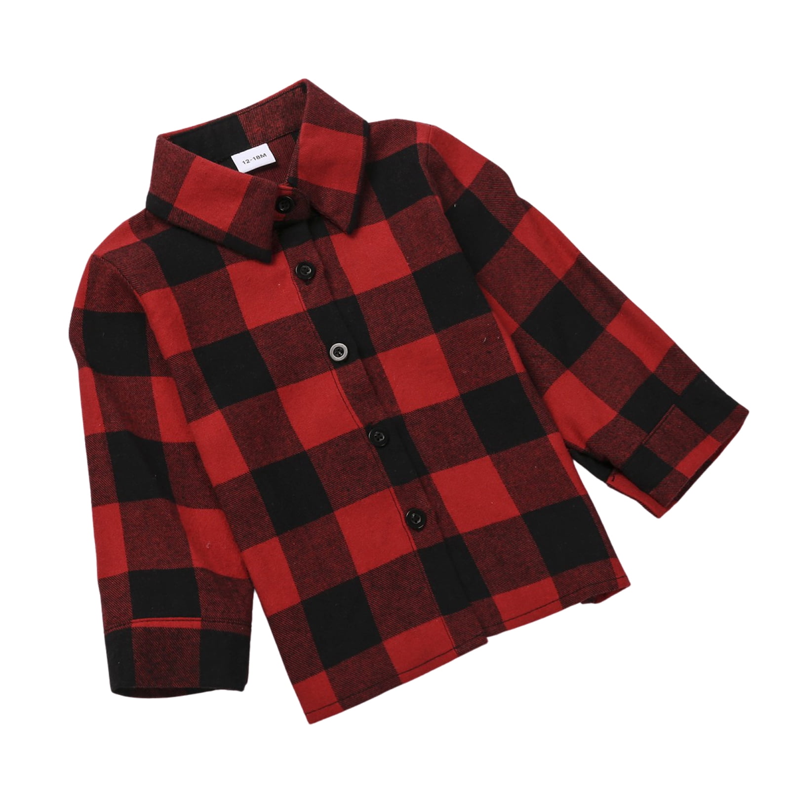Tenues Parent-Enfant de Noël, Chemise à Carreaux à Manches Longues