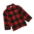 thumbnail image 4 of Seyurigaoka Christmas Parent-child Outfits, Long Sleeve Lapel Single-breasted Plaid Shirt (Black White, Red Black), 4 of 6