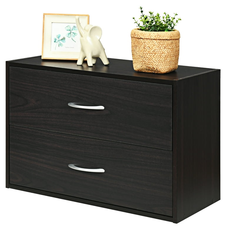 2-Drawer Stackable Horizontal Storage Cabinet Dresser Chest with