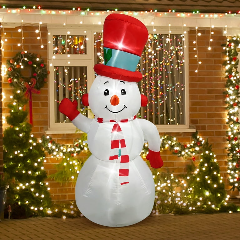 iFanze 6FT Snowman Christmas Inflatable Decorations Build in LED ...
