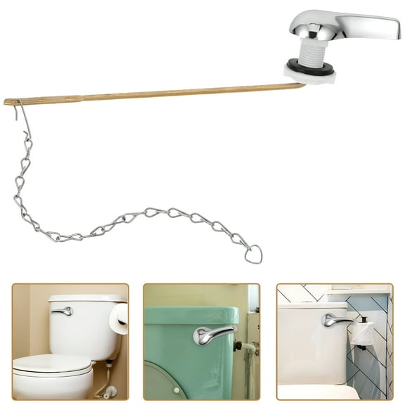 HIBIBUD 1 Set Toilet Flush Handle Kit Replacement Lever Flapper Chain Tank Repair