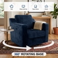 thumbnail image 4 of COOLHUT Swivel Accent Chair, Linen Fabric Modern Upholstered Armchair with Plump Back Pillow, Comfort Barrel Reading Chair for Living Room Bedroom, Navy Blue, 4 of 11