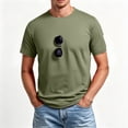 thumbnail image 2 of OIOLOYJM Men's Workout T-Shirt Summer Sport Quick Dry Stretch Lightweight Shirts Casual Basic Athletic Work Tops (No Sunglasses) Army Green L, 2 of 4