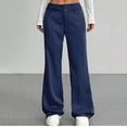 thumbnail image 2 of ZToonmas Solid Pinstripe Wide Leg Suit Pants for Women High Waist Button Zipper Straight Full Length Office Casual Pants with Pockets, 2 of 7