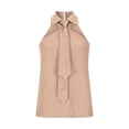 thumbnail image 4 of Womens Blouse Tie Neck Halter Sleeveless Shirt Slim Fit Top off Shoulder Lapel Collar Casual Pullover Tops (XL, Khaki), 4 of 8