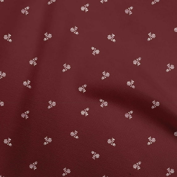 oneOone Cotton Poplin Maroon Fabric Floral Ditsy Craft Projects Decor Fabric Printed By The Yard 42 Inch Wide
