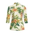 thumbnail image 3 of Uorisanigo Hawaiian Flower Women's Golf Top Comfortable Polyester Spandex Fabric Moisture Wicking Casual Tennis Activewear Fashion Quarter Zip Workout Sports Outing Wear Size S, 3 of 7