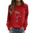 thumbnail image 1 of Gibobby Sudaderas para mujer navidad navideño Sudadera de mujer Cuello redondo Manga larga navideño Casual Sudadera navideña(Rojo,G), 1 of 4