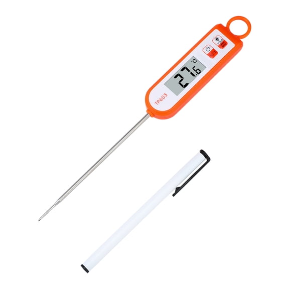 Unique Bargains Digital Instant Read Cooking Extra Long Probe Thermometer Orange