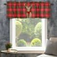 thumbnail image 4 of Christmas Elk Farmhouse Short Window Curtain Valances, Red Green Plaid Xmas Winter Holiday Rod Pocket Kitchen Valances for Living Room Bedroom Bathroom Cafe 54" x 18", 4 of 8