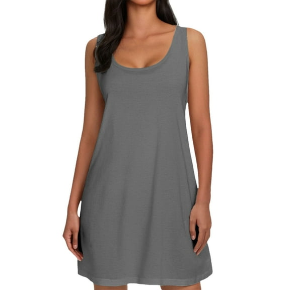 Women's Summer Casual V Neck Sleeveless Mini Dress, Soft & Stretchy, with Coconut Tree Print, Multiple Sizes