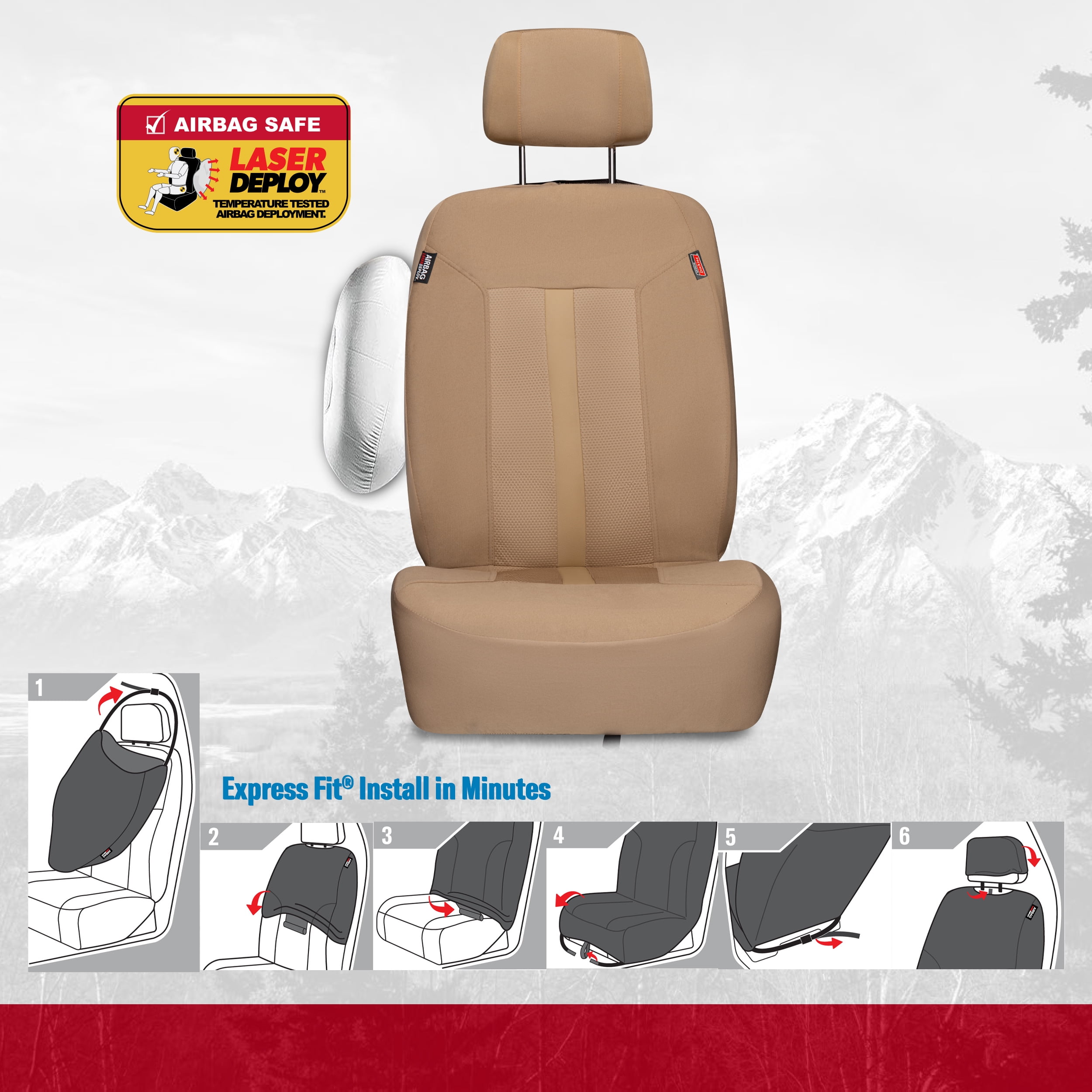 Genuine Dickies 2 Piece Sorrento Universal Car Seat Covers, Tan