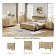 thumbnail image 6 of Fluted 6 Drawer Dresser, Wide Wood Double Dresser with Metal Legs and Handles, Modern Chest of Drawers with Anti-Tipping Design for Bedroom Living Room Hallway, 6 of 6