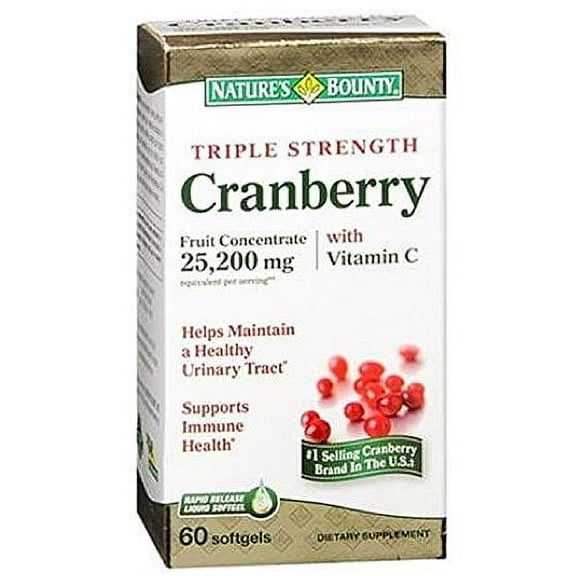 Nature's Bounty Cranberry Softgels Triple Strength 60 Soft Gels Each