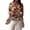 Coffee, variant on Women Asymmetrical Print Chiffon Blouse Batwing Sleeve Crew Neck Top Casaul Loose Tops Summer
