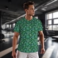 thumbnail image 3 of Wukai Monstera Leaves Print Men's Short-Sleeved Mesh T-Shirt,Quick-Dry Short Sleeve Workout T-Shirt-Large, 3 of 8