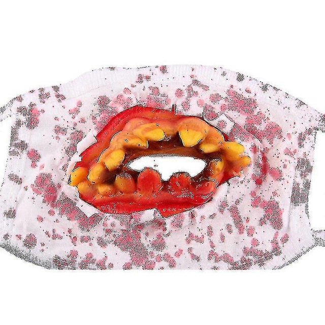 Scary Horror Face Mouth Muffle Halloween Bloody Teeth Breathing Mask Happy Halloween Party Props Supplies,halloween Decoration(2pcs)