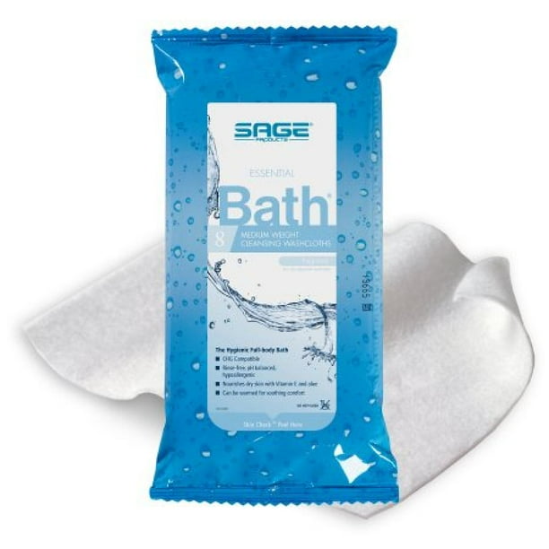 Essential Bath Medium Weight Cleansing Washcloths, 8 x 8 Inch, Scented