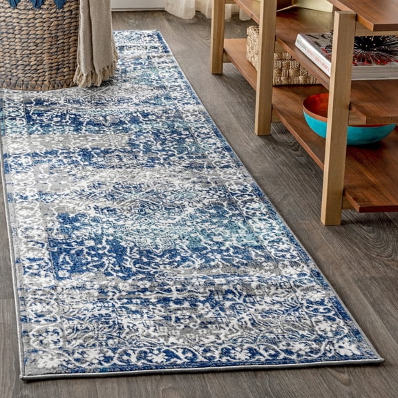 JONATHAN Y MODERN PERSIAN 2 x 8 Runner Rug, Vintage Medallion - Navy/Light Gray, MDP100B-28