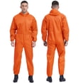 thumbnail image 2 of iiniim Men Long Sleeve Hooded Dustproof Mechanic Uniform Workshop Auto Workwear Work Jumpsuit Coverall Orange M/165, 2 of 7
