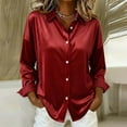 thumbnail image 2 of BLVB Satin Silk Button down Shirts for Women Dress Shirts Long Sleeve Business Work Blouses Womens Shirts, 2 of 6