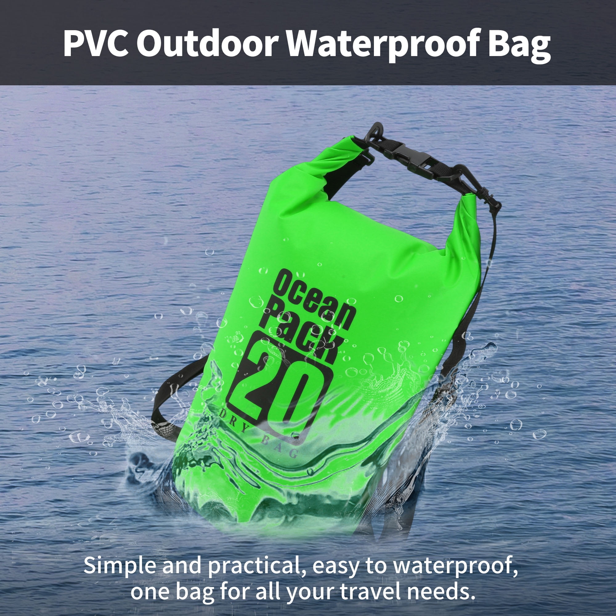 Unique Bargains Durable Waterproof Dry Bag Green Pattern 2