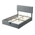 thumbnail image 6 of White Queen Size Upholstered Platform Bed (Hydraulic Storage, 500LBS Capacity, No Box Spring Needed, Linen Headboard), 6 of 15