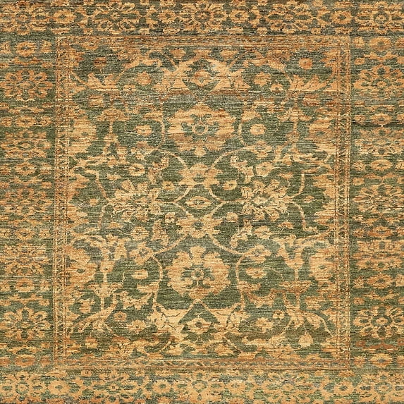 Ahgly Company Machine Washable Indoor Square Abstract Gold Area Rugs, 3' Square