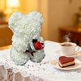 thumbnail image 6 of White Plastic Rose Bear Ornament for Home & Office Decor, Gift for Girlfriend's Birthday and Special Occasions, 6 of 6