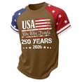 thumbnail image 4 of TUOYUAN Boys USA Anniversary Graphic Short Sleeve Tee 250th Kids Summer Top,Coffee,SIZE:130, 4 of 4