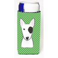 thumbnail image 1 of Green Checkered Bull Terrier Michelob Ultra bottle sleeves for slim cans, 1 of 1