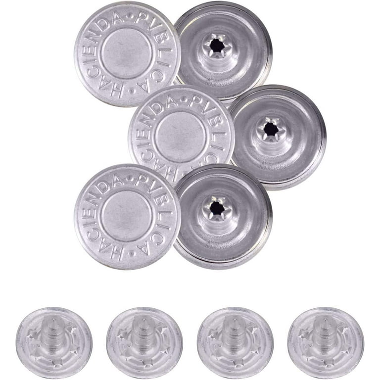 14mm Shiny Gunmetal Jeans Buttons With Pins Replacement Snap Fasteners for  Jackets, Clothes, Trousers, Sewing Knitting, Embellishments 
