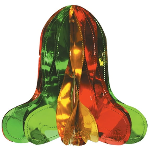 Beistle Club Pack of 12 Metallic Green, Gold and Red Hanging Christmas Bell Decorations 12"