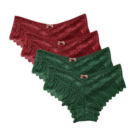 Woman Underwear Lingerie G-string Lace Briefs Underwear Panties T String Thongs Knick 4pc Womens Briefs Panties Green M